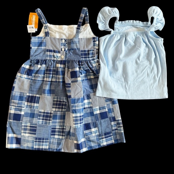 Gymboree NWT Blue Plaid Dress and Beach tank Top bundle girls size 6 summer #704 - Picture 8 of 8